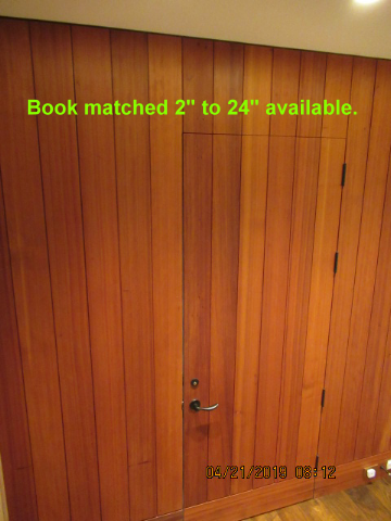 Redwood book matched 2-inches to 24-inches available. Redwood book matched 2-inches to 24-inches available.