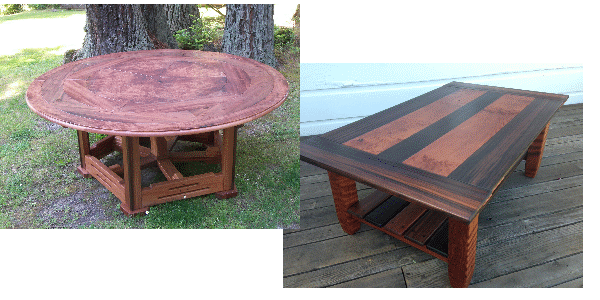 Beautiful redwood custom built tables