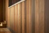 Every piece of redwood was hand-selected. The walls are panelled and trimmed (crown and baseboards) with 1 x 6 inch and 1 x 8 inch.