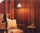 Redwood paneling.