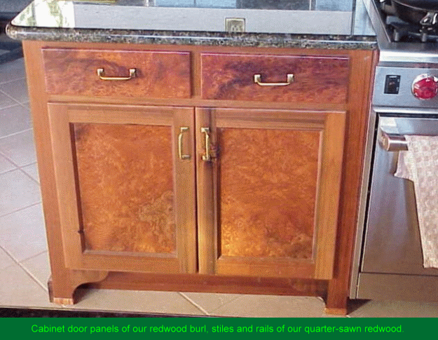 Redwood Kitchens Redwood Cabinets with Burls